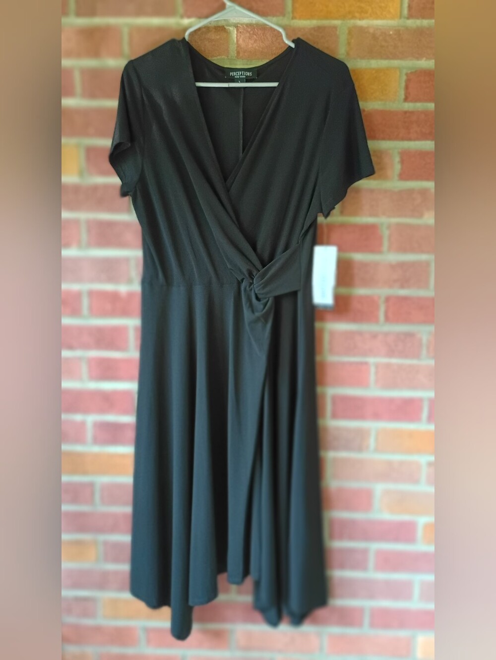Perceptions Black Knot-Front Midi Dress